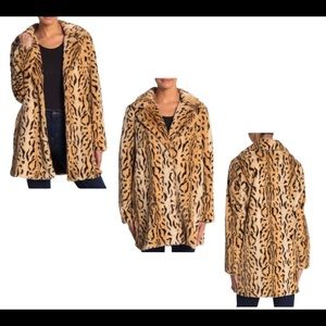 Love Token Faux Fur Tiger Print Coat Magnetic Closure Women's XS Black Gold